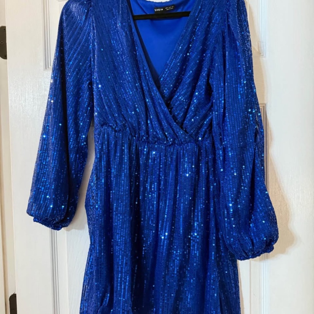 SHEIN Blue Sequin Dress